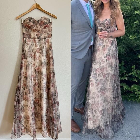 Lulus Dresses & Skirts - NWOT Most Beautiful Day Ivory Multi Floral Print Organza Maxi Dress